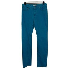 Free People Women's Skinny Mid Rise Jeans Teal Blue Size 28 x 30